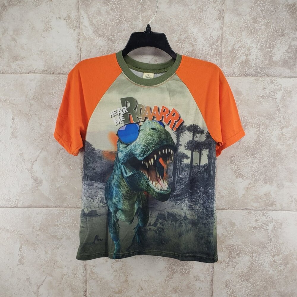 Dinosaur Faded Glory Fire Resistant PJ Pajama Shirt Short Sleeve Top Sz XL 14/16